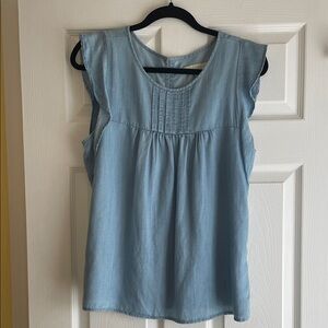 LOFT Light Blue Pintuck Sleeveless Blouse